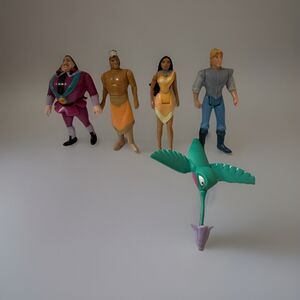 5 Vintage 1995 Burger King Pocahontas Toy Lot Ratcliffe John Smith Flit Kocoum